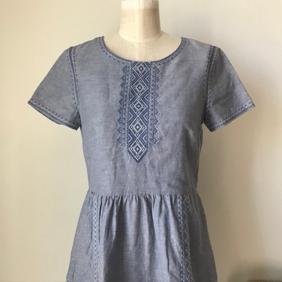 Madewell Embroidered Cotton Linen Midi Dress - Picture 2 of 5